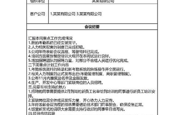 会议记录模板范文_会议记录格式