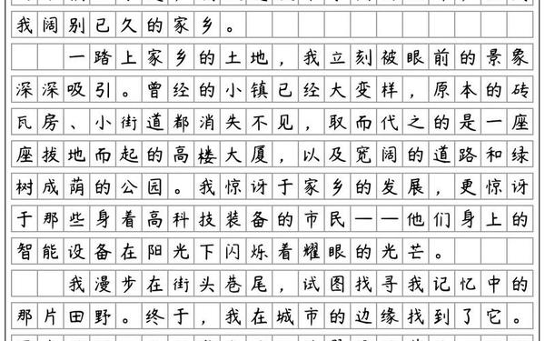 20年后的家乡200字;《20年后的家乡》范文