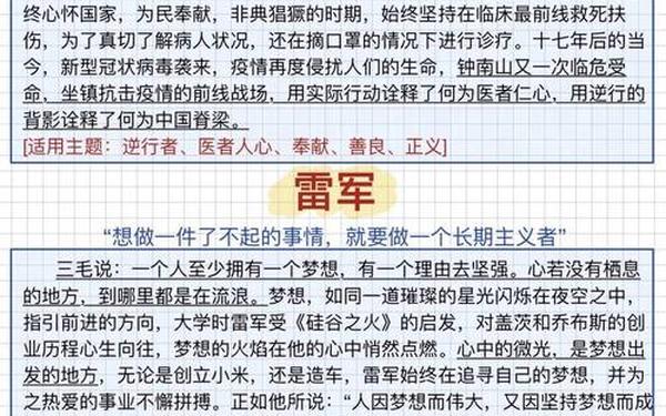 高考语文作文万能模板 高中议论文素材名人