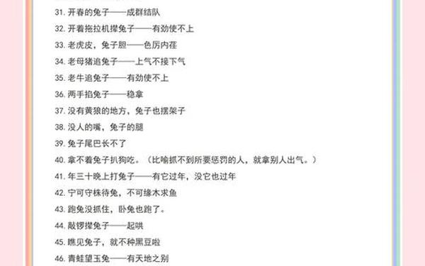 关于兔的歇后语(兔出马归相近的成语)
