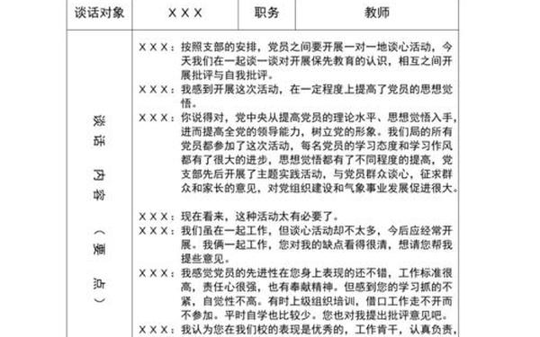党员谈话记录 党员一对一谈心谈话