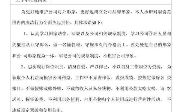 岗位廉洁从政承诺、岗位廉洁从业承诺内容