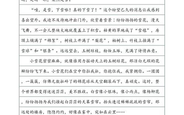 关于雪的作文400字 下雪啦作文400字
