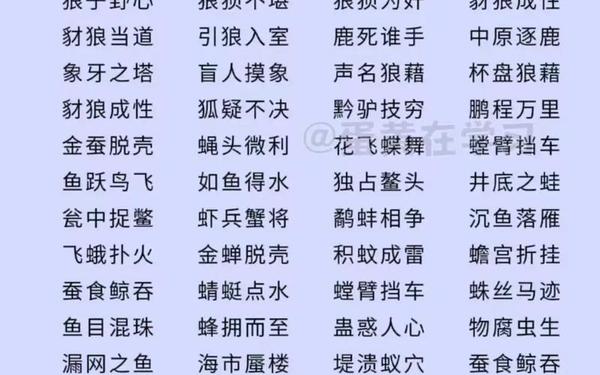 带动物的成语(带动物的成语大全 四字成语图片)