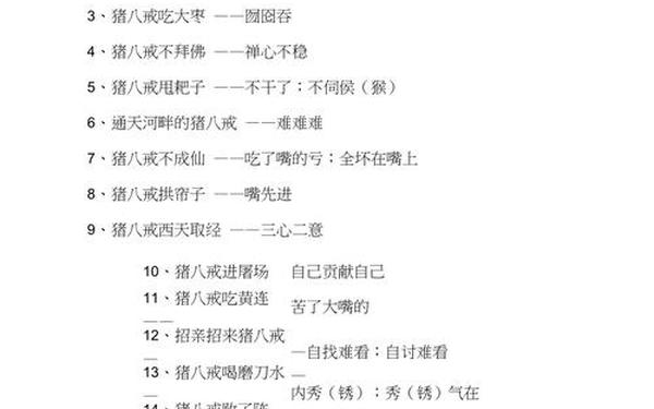 关于猪八戒的歇后语—西游记十个常用歇后语