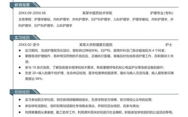 自我介绍简历;护理个人简历