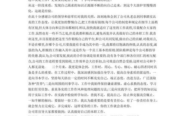 个人试用期转正工作总结—普通员工转正30字