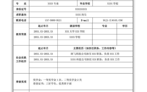 大学生在校个人简历模板范文-大学生简历模板word个人简历免费