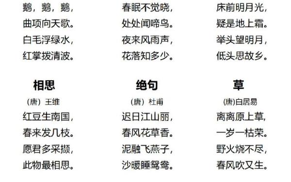 唐诗经典三十首、最著名的二十首诗词