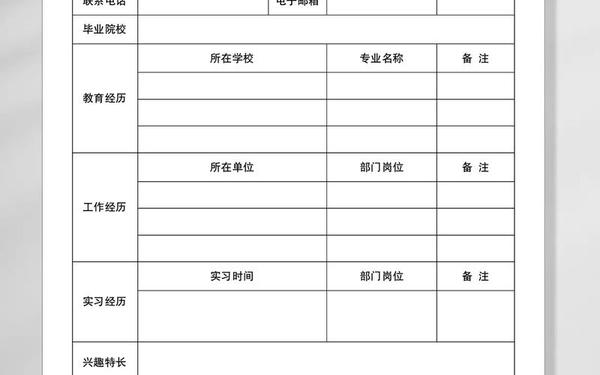 免费空白简历模板word(简历模板word免费版可编辑)