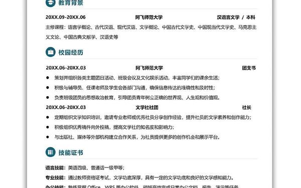 无工作经验简历模板;简历模板免费使用