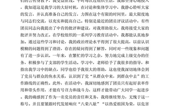 团员个人总结—团员个人总结300字