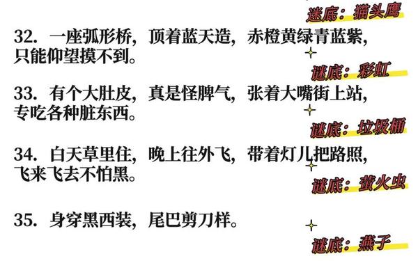 儿童谜语大全_迷语大全儿童有答案