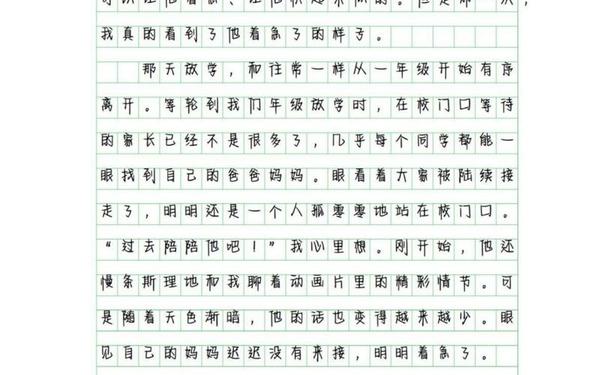 他___了作文500字五年级下册;他___了作文优秀作文