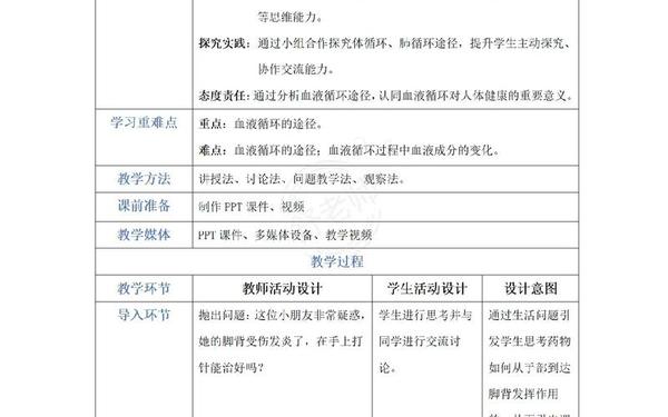 七年级生物下册教案—2025七下生物新教材教案