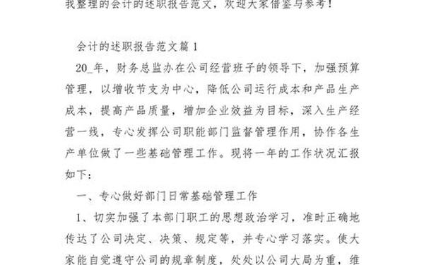 会计述职报告-财务人员述职报告范文5篇(2)