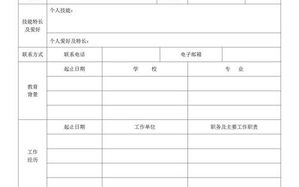 个人简历表格范文;简历模板word免费版