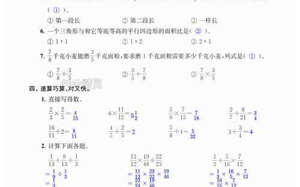 六年级上册数学教学-六年级下册数学苏教版答案(全部)