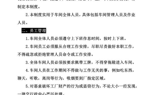 公司员工管理规章制度(工厂规章制度与员工管理条例)