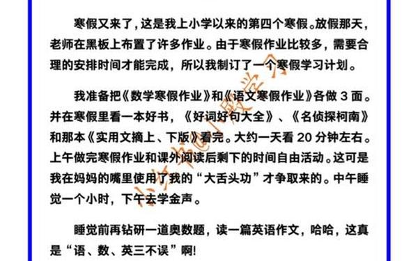 10篇优秀作文寒假;《寒假开始了》400字作文
