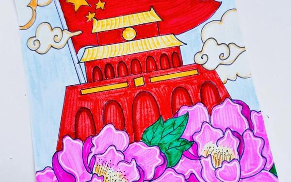 10岁15岁国庆节画一等奖,简单国庆节画 一等奖