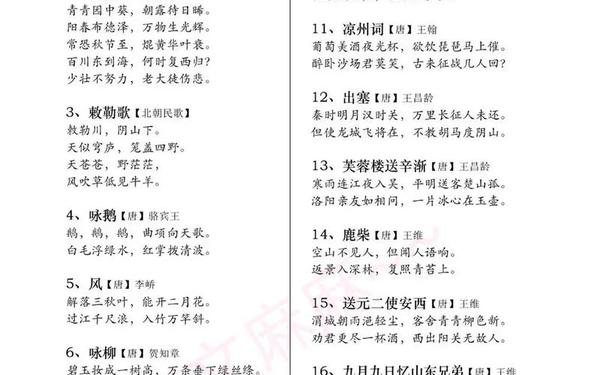 小学生必背75首古诗-一年级必背古诗词75首