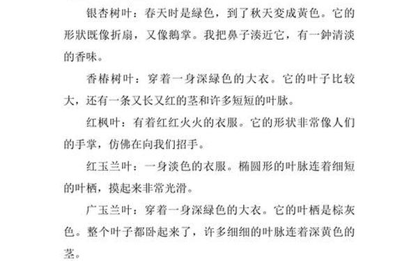 关于树叶的作文(树叶的作文50字)