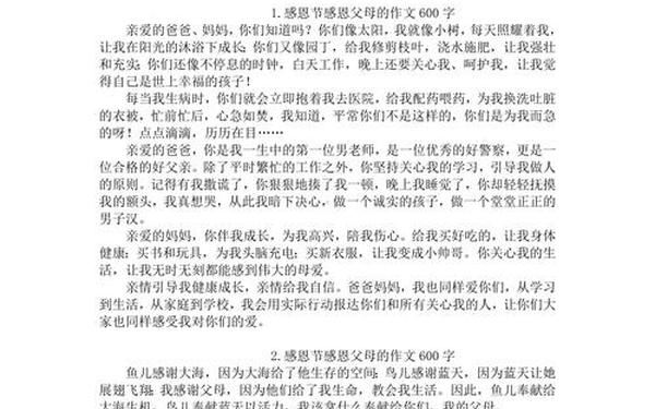 感恩父母的作文600字作文(写一篇感恩父母的作文600字)