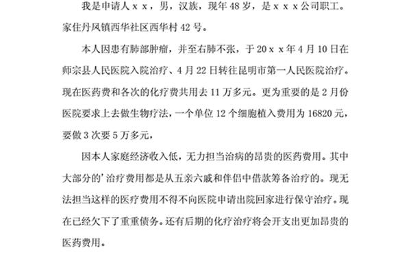 大病救助申请书怎么写—救助证明怎么写