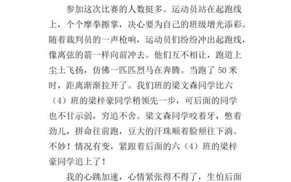 百米赛跑作文_100米作文