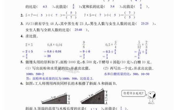 六年级上册数学教学-六年级下册数学苏教版答案(全部)