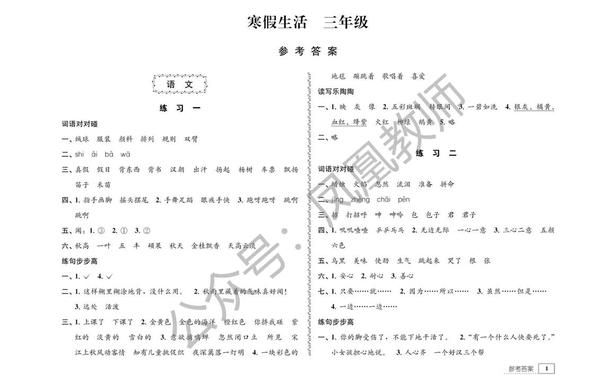 寒假作业答案(2025三年级寒假作业答案全部)