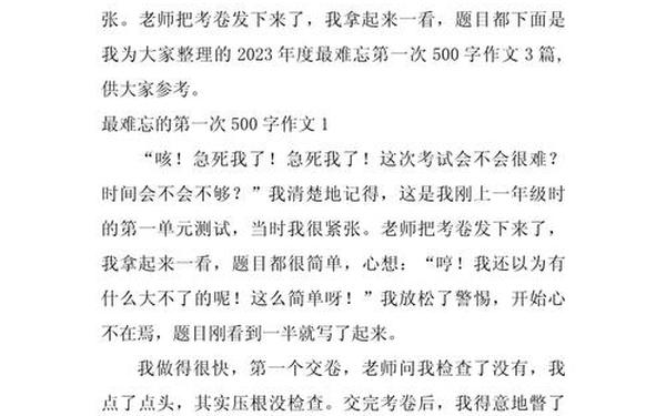 难忘的第一次作文500字,什么第一次作文500字