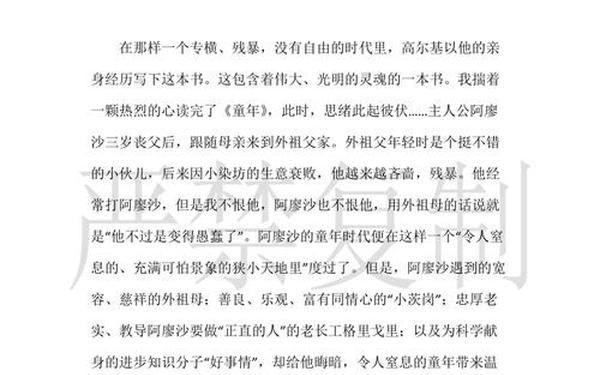 童年读后感600,读《童年》有感作文600字