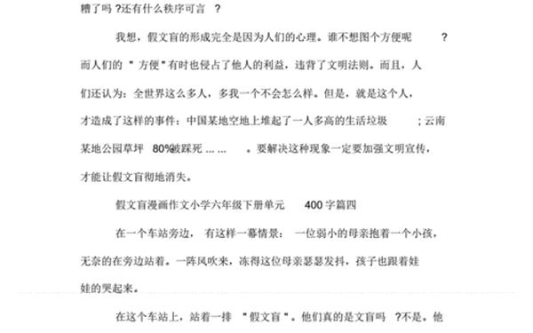 假文盲作文400字_假文盲作文范例