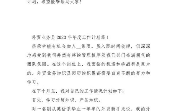 外贸业务员工作计划(外贸业务员年度工作总结与计划)