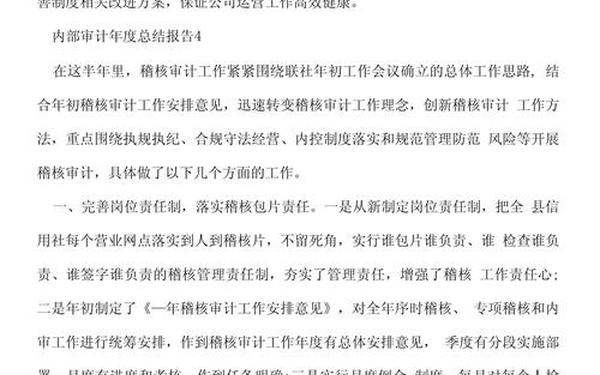 内部审计工作总结(企业内部审计报告真实范文)