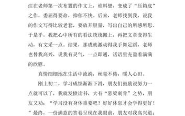 我心中的那一份真情 真情在心中流淌作文600字