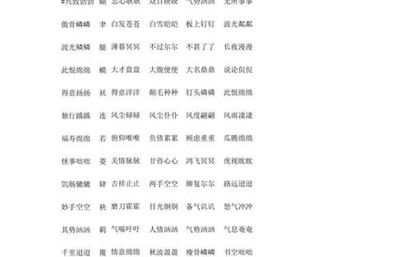 abcc式的词语四个字(ABCC式100个)