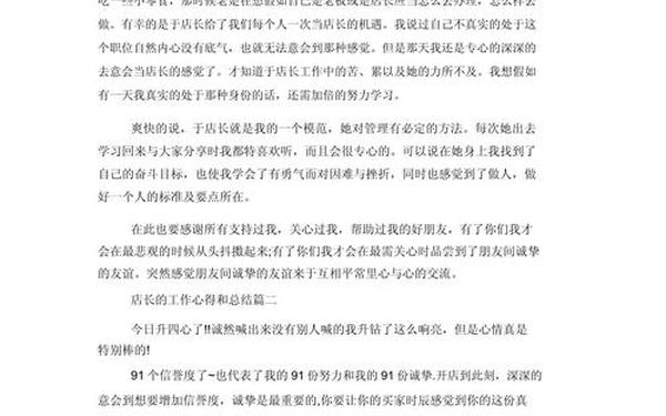 商场工作总结、店长工作总结简短大气