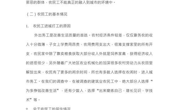 农民工调查报告(农民生活现状调查)