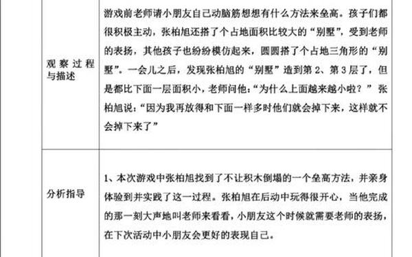 幼儿园区域活动观察记录 大班区域观察记录50篇