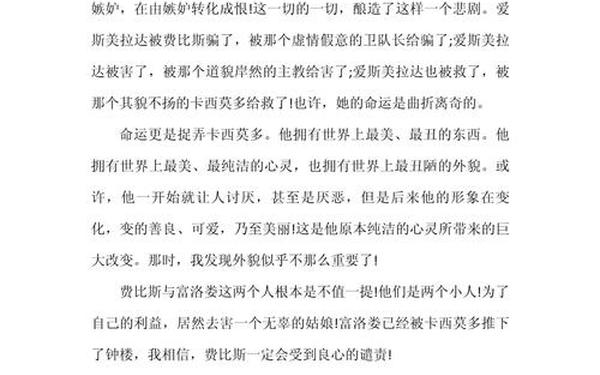 巴黎圣母院的读后感 巴黎圣母院读后感800字高中