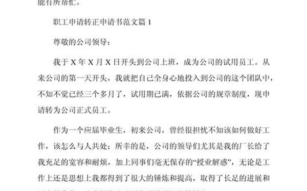 工作转正申请书范文 转正申请书怎么写模板