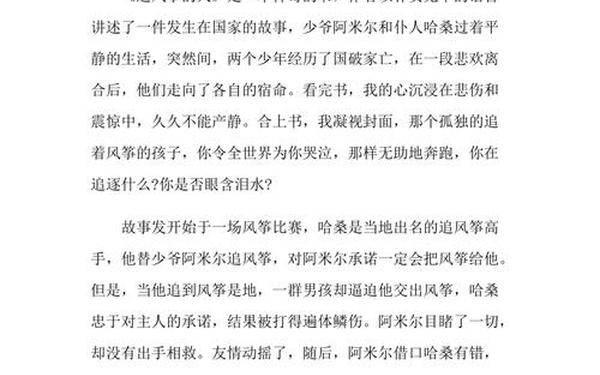 《追风筝的人》读后感1000字_《人生》读后感300字