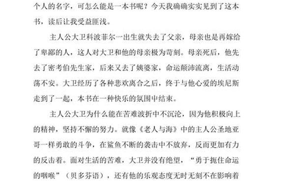 大卫科波菲尔读后感;《大卫科波菲尔》读后感800字