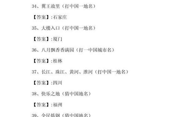 地名谜语大全-猜城市地名的谜语大全