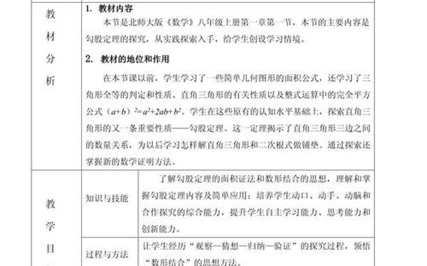 勾股定理教案 勾股定理第一课时教学设计