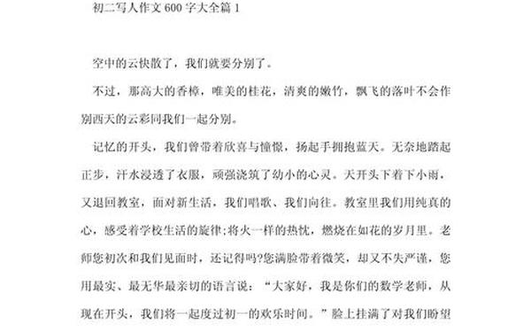 描写人物的作文600字初中、初中写人作文600字优秀文章