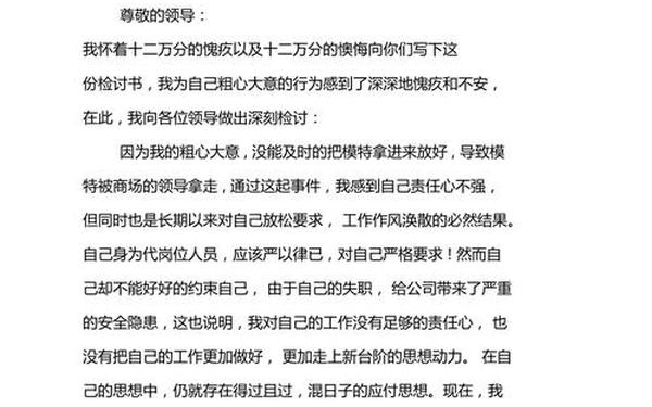 工作检查书、工作不细心的检讨书